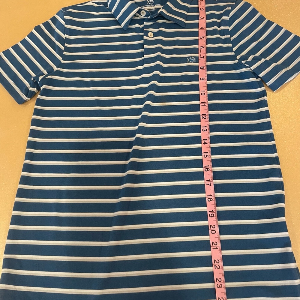 Boy’s Southern Tide Blue Striped Polo Shirt - Picture 6 of 7
